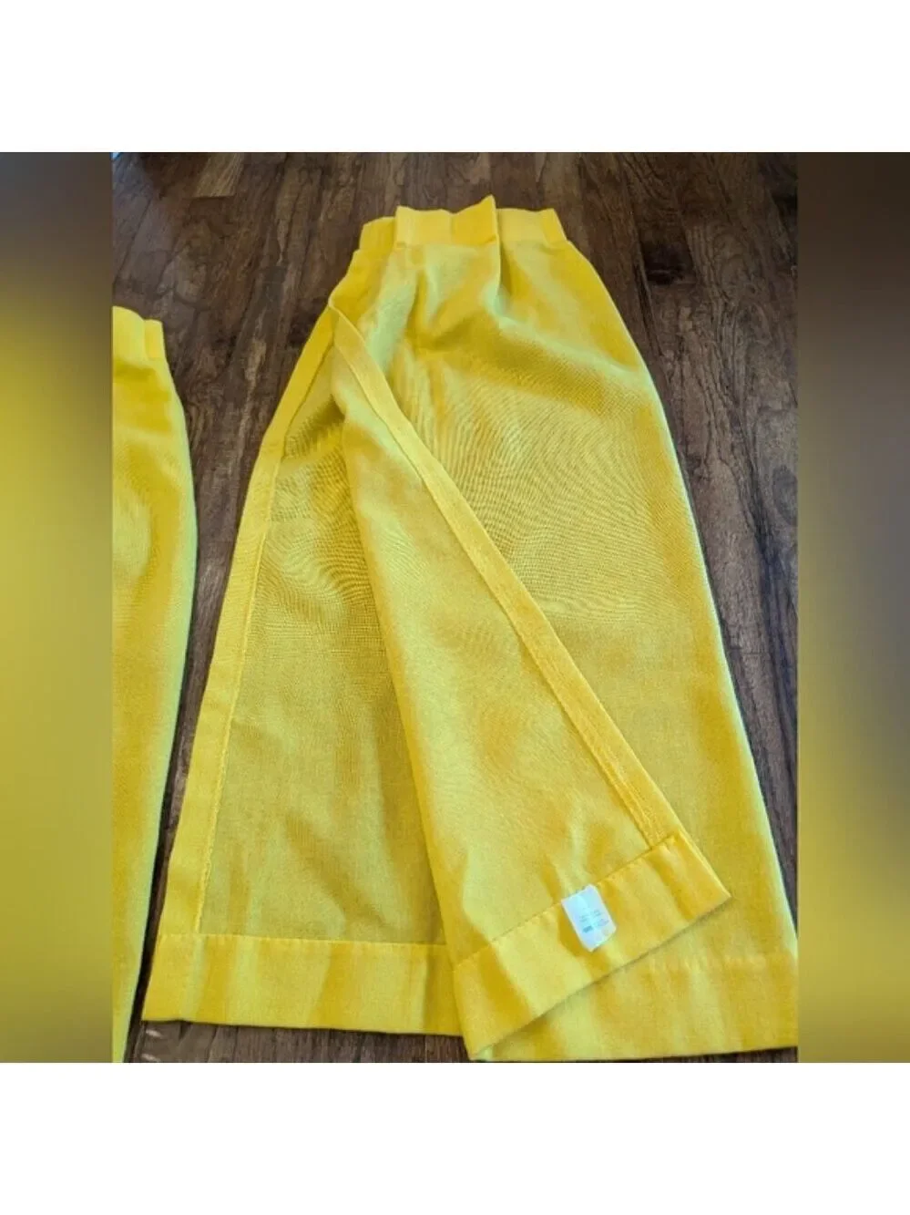 Vintage MCM 60s Pinch Pleat Drapes Curtains Pair 45” Lx 42”W Lemon Yellow
